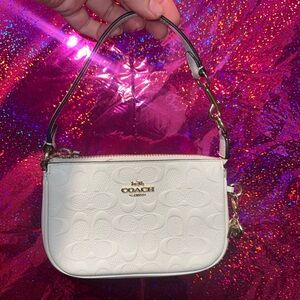 Coach White Embossed Leather Wristlet